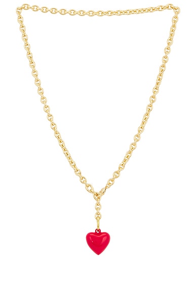 Roxanne Assoulin Mini Happy Heart Necklace in Gold & Cherry Red