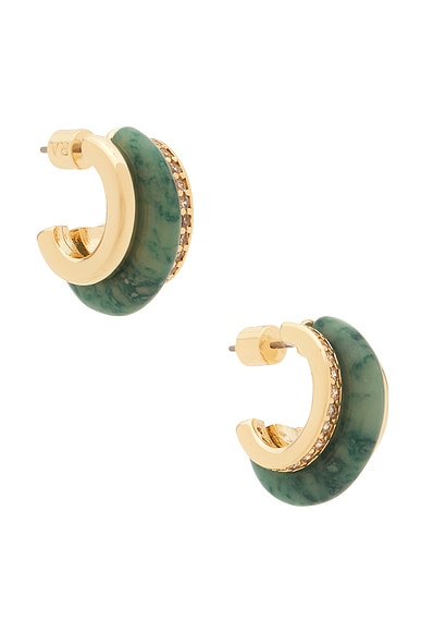Semi Stone Clear Combo Chubby Hoop Earrings