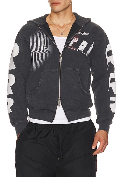 RRR123 Apocrypha Pious Zip Hoodie in Mechanic Black