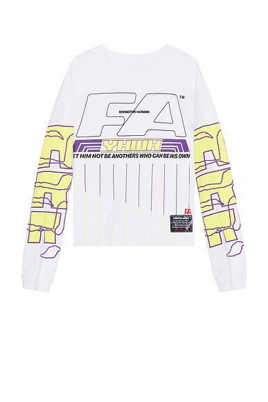 RRR123 His Own Racing Long Sleeve T-Shirt in Optic White