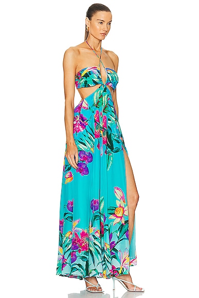 Shop Rococo Sand Ocean Maxi Dress In Turquoise