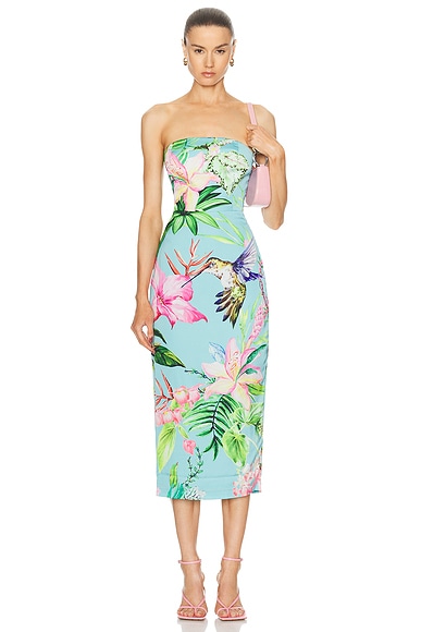 Shop Rococo Sand Loiss Strapless Midi Dress In Turquoise