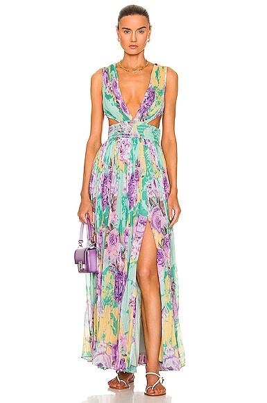 ROCOCO SAND Ivy Maxi Dress in Butter Yellow & Lavender
