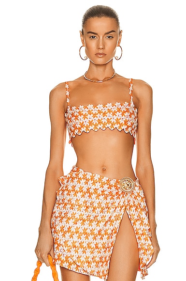 Raisa Vanessa Knit Crop Top In Orange & White