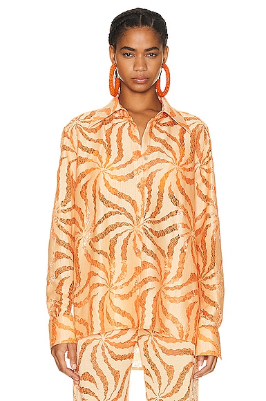 Shop Raisa Vanessa Lace Shirt In Orange