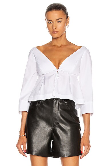 ROSIE ASSOULIN TIP OF SHOULDER PEPLUM TOP,RSIF-WS15