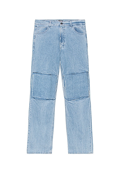 Raf Simons Relaxed Fit Denim Pants With Cut Out Knee Patches in Black