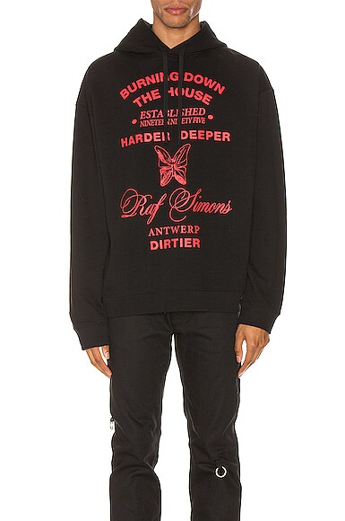 Raf Simons Burning Down Hoodie in Black | FWRD