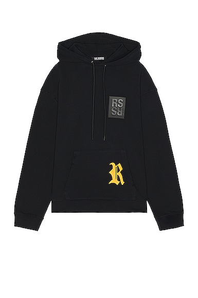 RAF SIMONS DESTROYED REGULAR FIT HOODIE WITH RPRINT ON POCKET