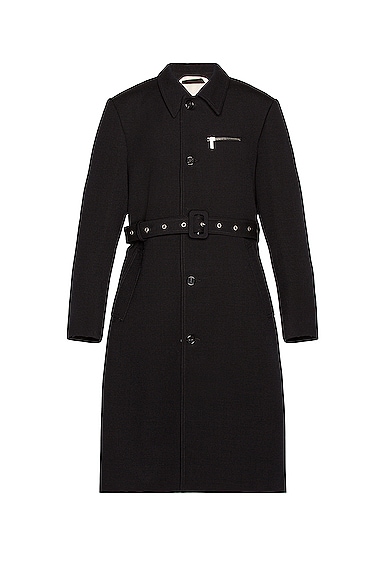 Slim Fit Trench Coat With Zipped Pockets