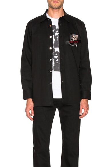 Raf Simons Tape & Patch Denim Shirt in Black | FWRD