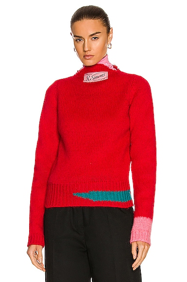Raf Simons Vintage Knit Contrast Detail Sweater in Red