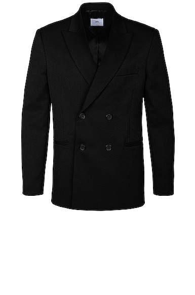 Rta Double Breasted Suit Blazer In Black