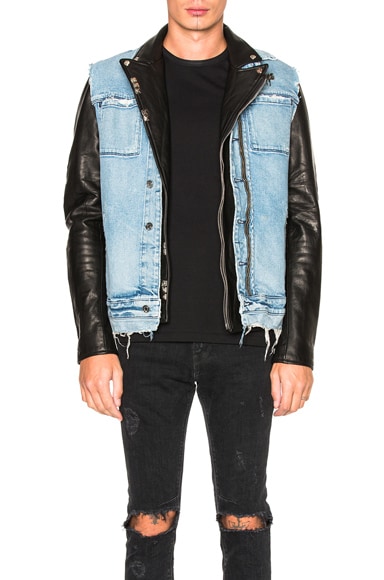 Leather & Denim Detach Jacket