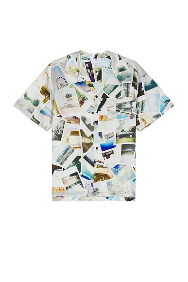 RTA Silk Print Short Sleeve Shirt in Photo Collage