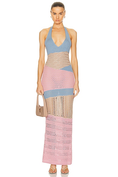 RTA Patchwork Knit Midi Dress in Desert Rose Multi