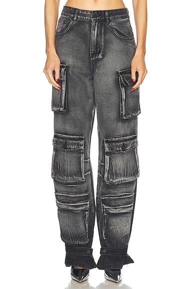 RTA Lea Cargo Jeans in Charcoal Smoke