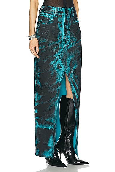 Shop Rta Slit Denim Maxi Skirt In Ocean Night