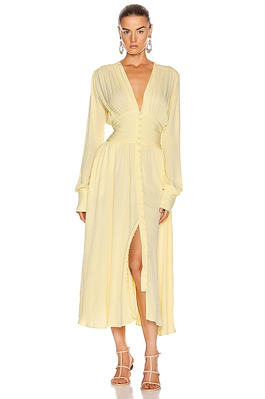 ROTATE Tracy Long Dress in Lemonade | FWRD