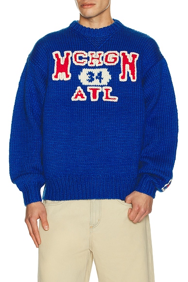 rice nine ten Hand Knitting Sweatshirt in Blue
