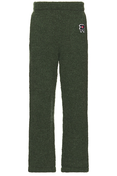 rice nine ten Hand Knitted Jersey Pants in Forest Green
