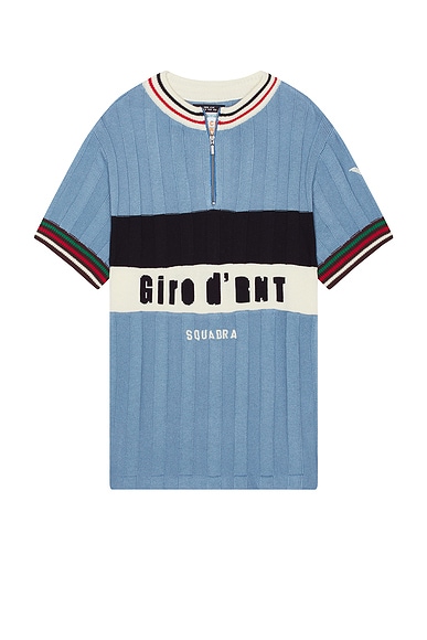 rice nine ten Knitted Cycling Jersey in Sax Blue