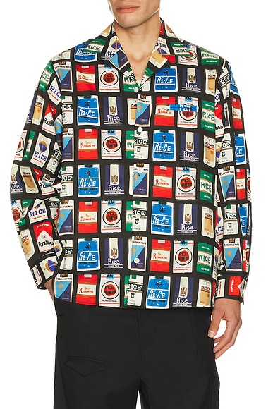 rice nine ten Ciggy Open Collar Shirt in Black