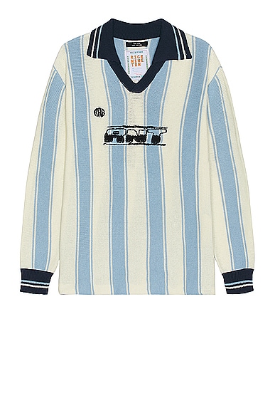 rice nine ten Knitting Long Sleeve Soccer Jersey in Light Blue