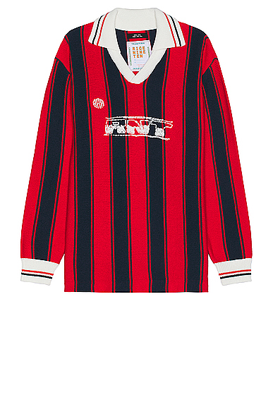 rice nine ten Knitting Long Sleeve Soccer Jersey in Red