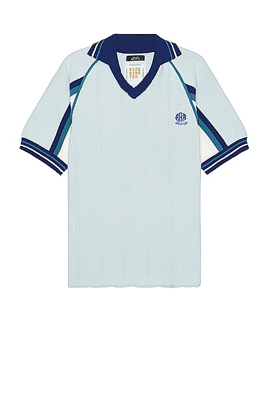 Shop Rice Nine Ten Knitting Soccer Jersey In Light Blue