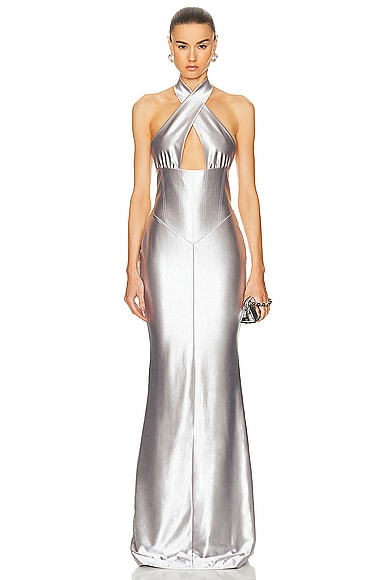Shop Retroféte Charity Dress In Silver