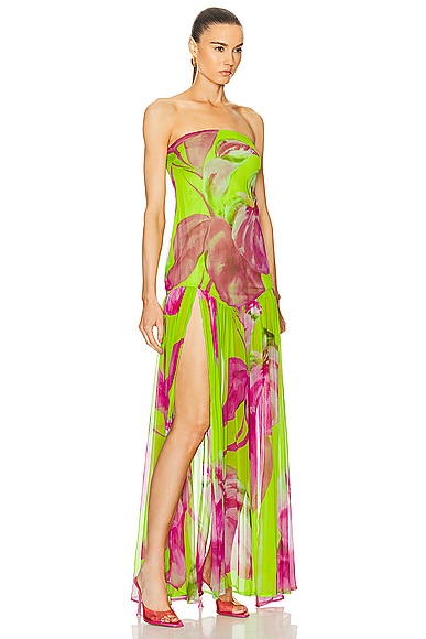 Shop Retroféte Marisol Dress In Lime Anthurium