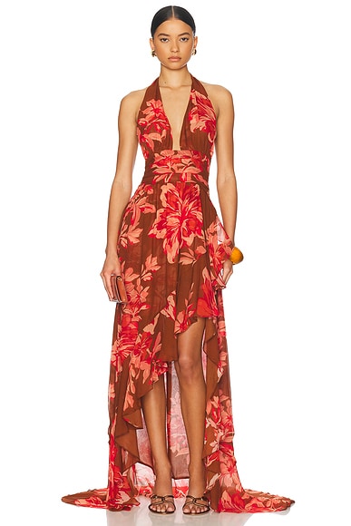 PatBO Floral Haze Stretch Tulle Maxi Dress in Violet | FWRD PatBO Floral Haze Stretch Tulle Maxi Dress in Violet | FWRD
