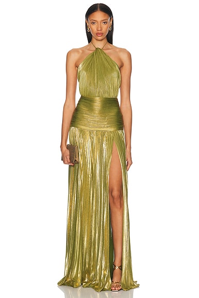 Thalia Dress in Metallic Peridot