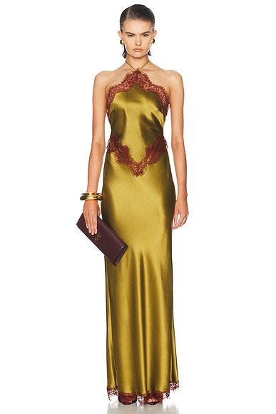 retrofete Everly Dress in Basil & Cigar