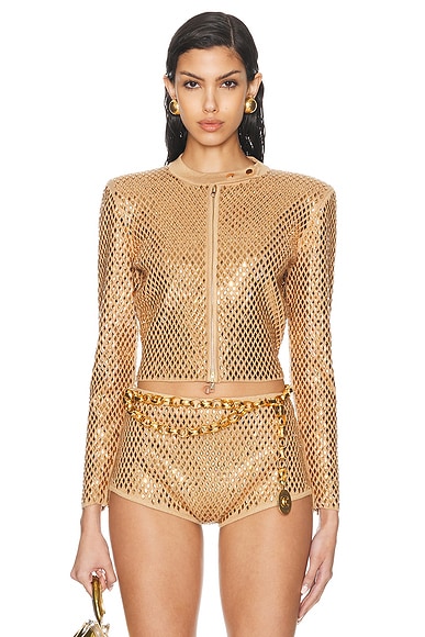 retrofete Mali Jacket in Gold & Metallic Nude