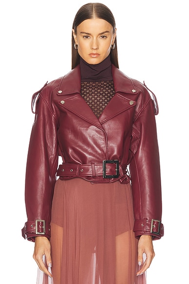 Ganni Angela Leather Jacket in Irish Cream FWRD