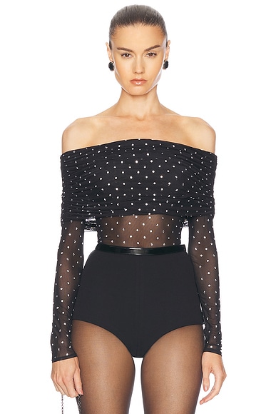 retrofete Oriana Mesh Top in Black & Silver