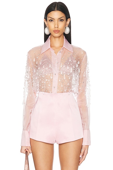 retrofete Aubriella Embellished Shirt in Earl Rose