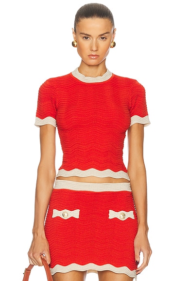 retrofete Iyla Knit Top in Metallic Geranium