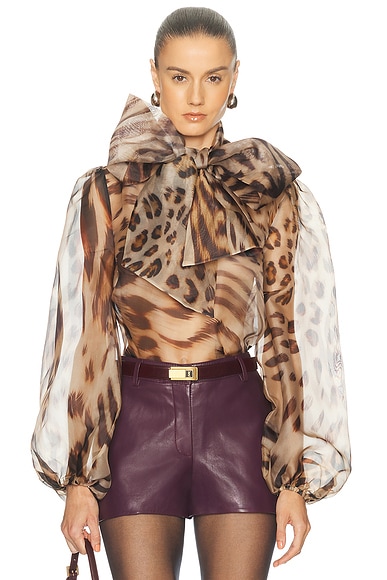 retrofete Peregrine Blouse in Melting Animal Print