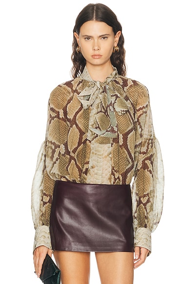 retrofete Maika Chiffon Blouse in Snakeskin
