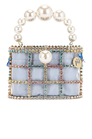 Rosantica Holli Bon Bon Bag in Multicolor Crystals & Light Blue
