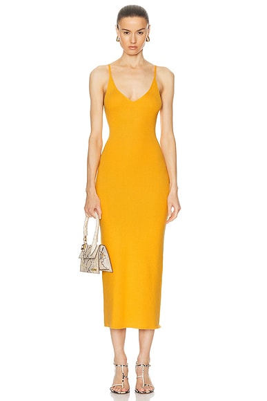 Cyprus Fitted Knit Dress in Yellow