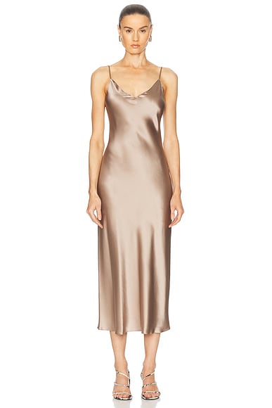 SABLYN Taylor V Neck Bias Cut Cami Dress in Eco Gravel