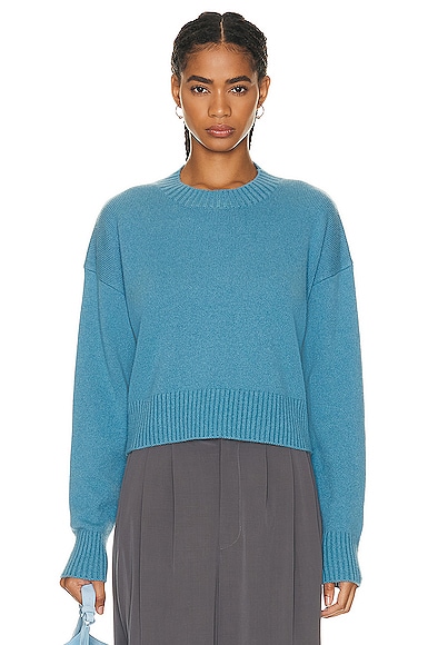 Helmut Lang Twist Crop Crew Sweater in Celestial Blue FWRD