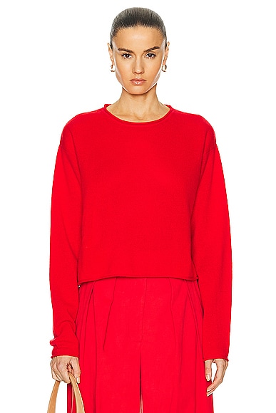 Lance Rolled Hem Pullover Sweater in Red