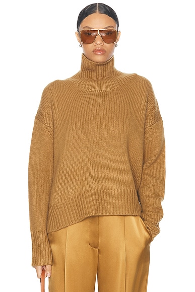 Chunky camel turtleneck sweater deals