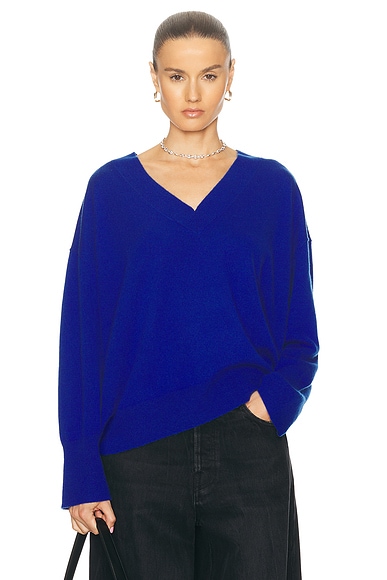 Alexander Wang Classic Bi Layer Off Shoulder Sweater in Melange Blue White FWRD