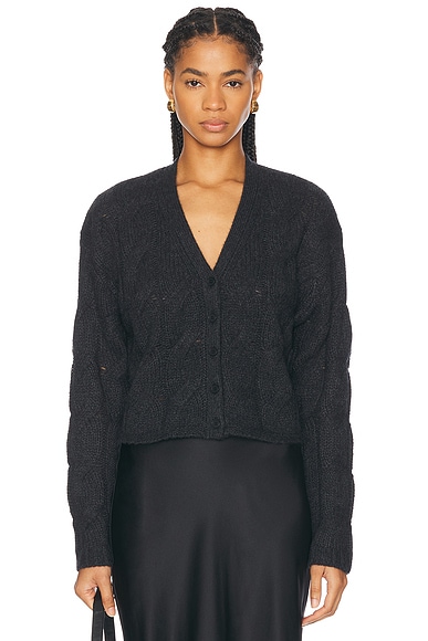 Jolie V Neck Cropped Cable Knit Cardigan
